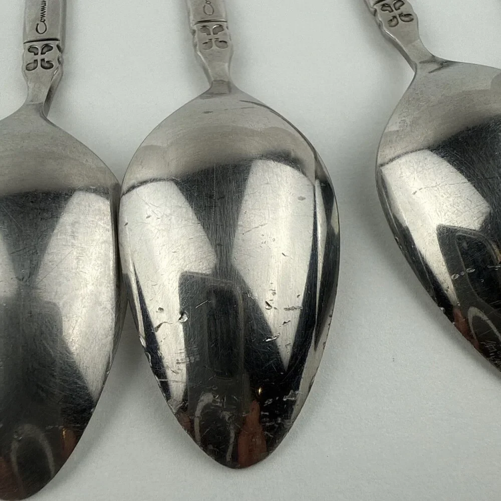 Vtg Lot 4 Madrid No Black Accent Teaspoons Oneida Community Stainless Flatware